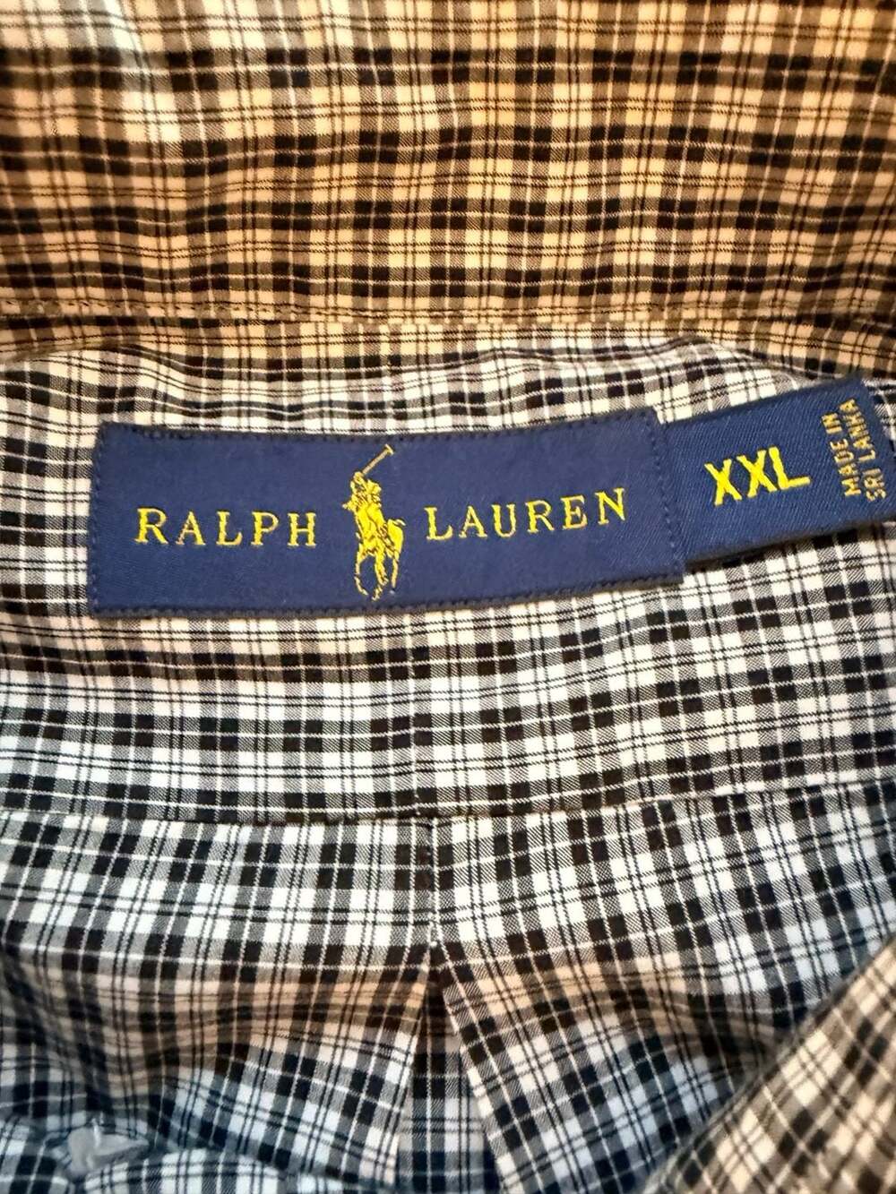 Polo Ralph Lauren Men's Black White Gingham Check Long Sleeve Button-Down Shirt - Picture 5 of 6